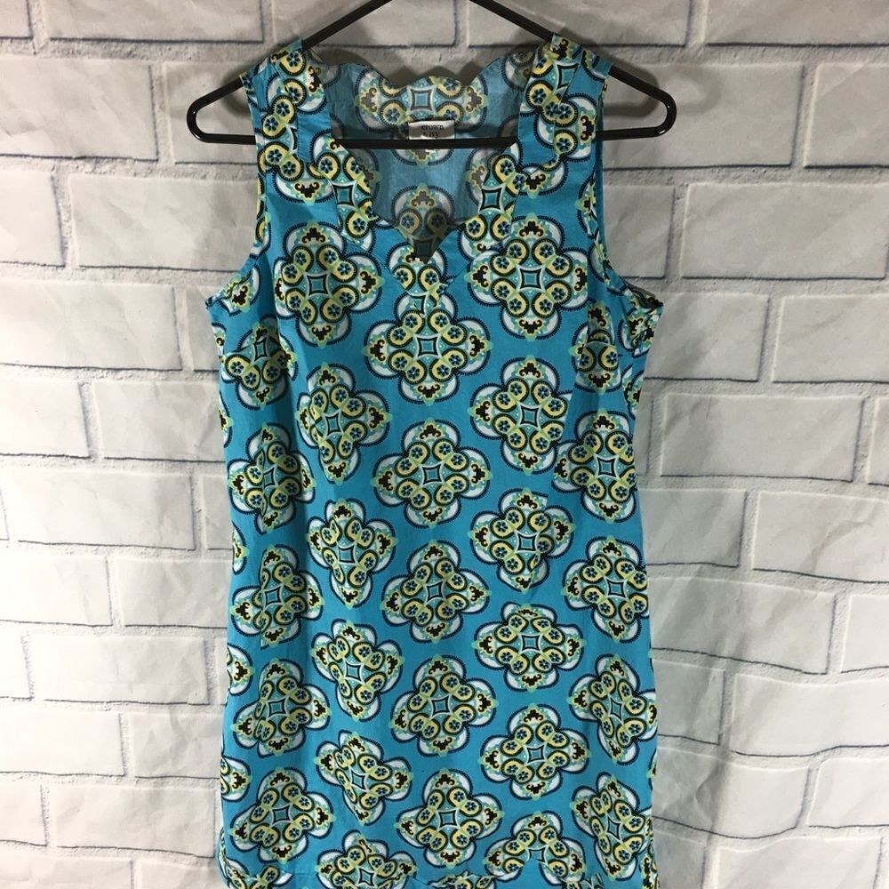 Crown & Ivy Size 2 Blue White Sleeveless Dress